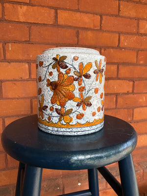 Canadian Pottery Jar - Vintage Jar with Orange Flowers