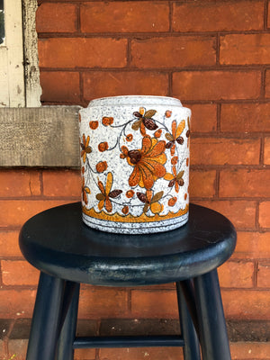 Canadian Pottery Jar - Vintage Jar with Orange Flowers