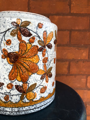 Canadian Pottery Jar - Vintage Jar with Orange Flowers