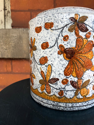 Canadian Pottery Jar - Vintage Jar with Orange Flowers