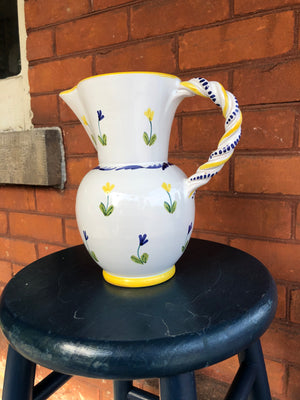 Vintage Italian Ceramic Picher With Flowers