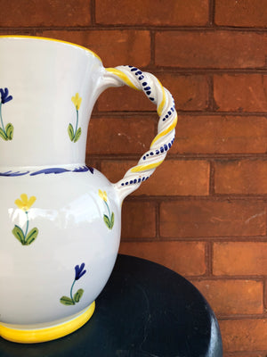 Vintage Italian Ceramic Picher With Flowers