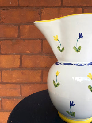 Vintage Italian Ceramic Picher With Flowers