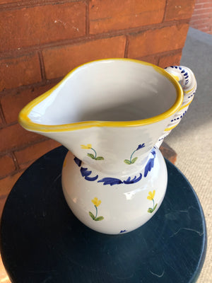 Vintage Italian Ceramic Picher With Flowers