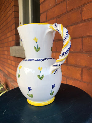 Vintage Italian Ceramic Picher With Flowers