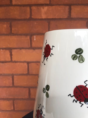 Glazed Ceramic Vase with Ladybugs