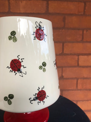 Glazed Ceramic Vase with Ladybugs