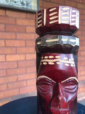 Hand Carved Wooden Jamaican African Statue