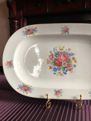 Vintage PMR Bavaria Jaeger and Co Germany Floral Pattern Gold trimmed Trinket Dish