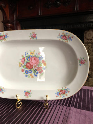 Vintage PMR Bavaria Jaeger and Co Germany Floral Pattern Gold trimmed Trinket Dish