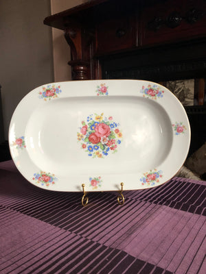 Vintage PMR Bavaria Jaeger and Co Germany Floral Pattern Gold trimmed Trinket Dish