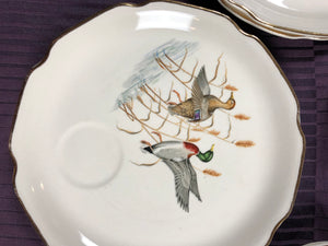 Set of 7 Vintage Plates with Birds Drawings
