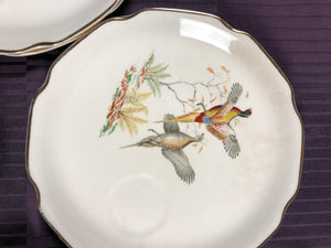 Set of 7 Vintage Plates with Birds Drawings