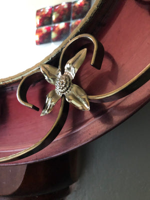 Vintage Metal Wall Convex Mirror Brass