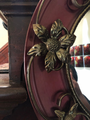 Vintage Metal Wall Convex Mirror Brass