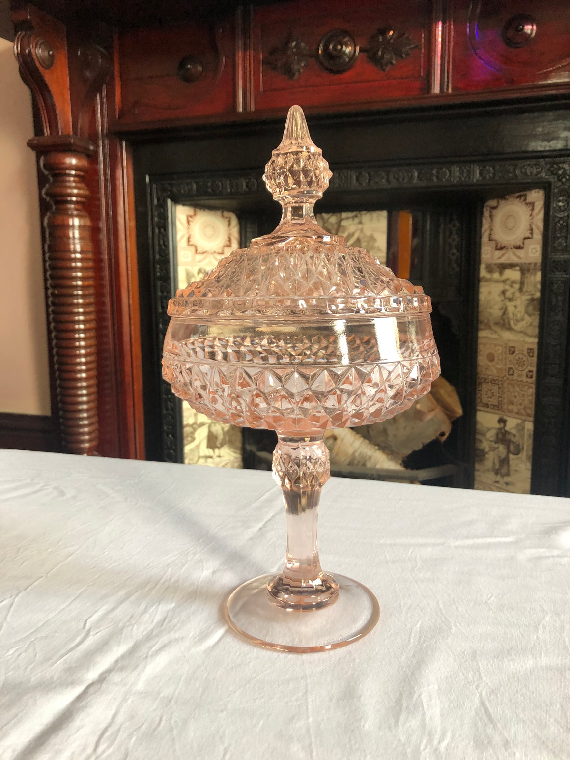 Vintage Glass Pink Jewelry Dish