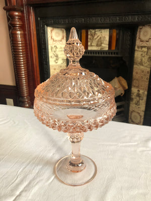 Vintage Glass Pink Jewelry Dish