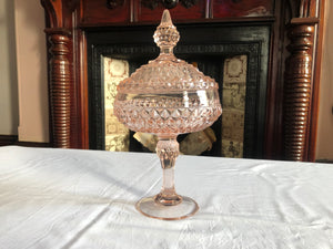 Vintage Glass Pink Jewelry Dish