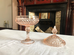 Vintage Glass Pink Jewelry Dish