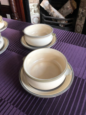 Set of 4 Vintage Laurentienne Canada Pottery Soup Bowl and Saucer