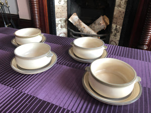 Set of 4 Vintage Laurentienne Canada Pottery Soup Bowl and Saucer