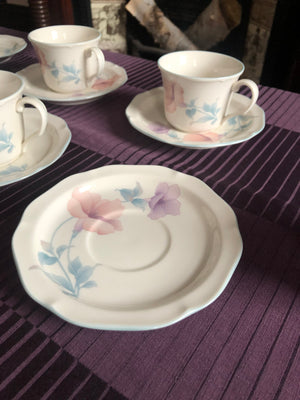 Set of 8 Vintage Noritake Japan China Gala Cuisine Coram Cup & Saucers