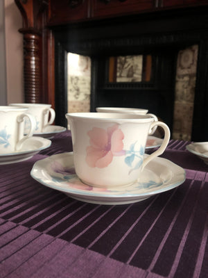 Set of 8 Vintage Noritake Japan China Gala Cuisine Coram Cup & Saucers