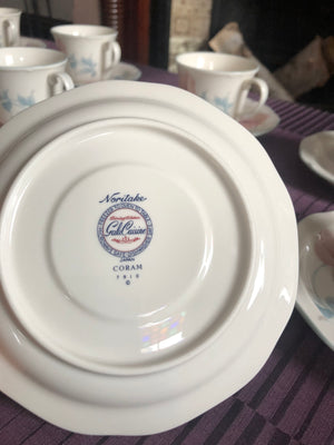 Set of 8 Vintage Noritake Japan China Gala Cuisine Coram Cup & Saucers