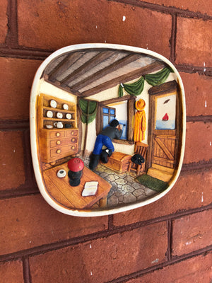 Vintage Legend Product Chalkware Plaster 3D Sailboat Wall Plaque