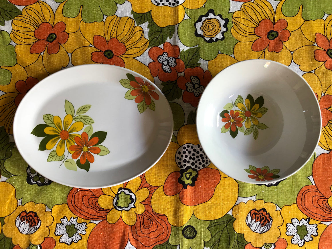 Vintage Set of Serving Platter and Bowl