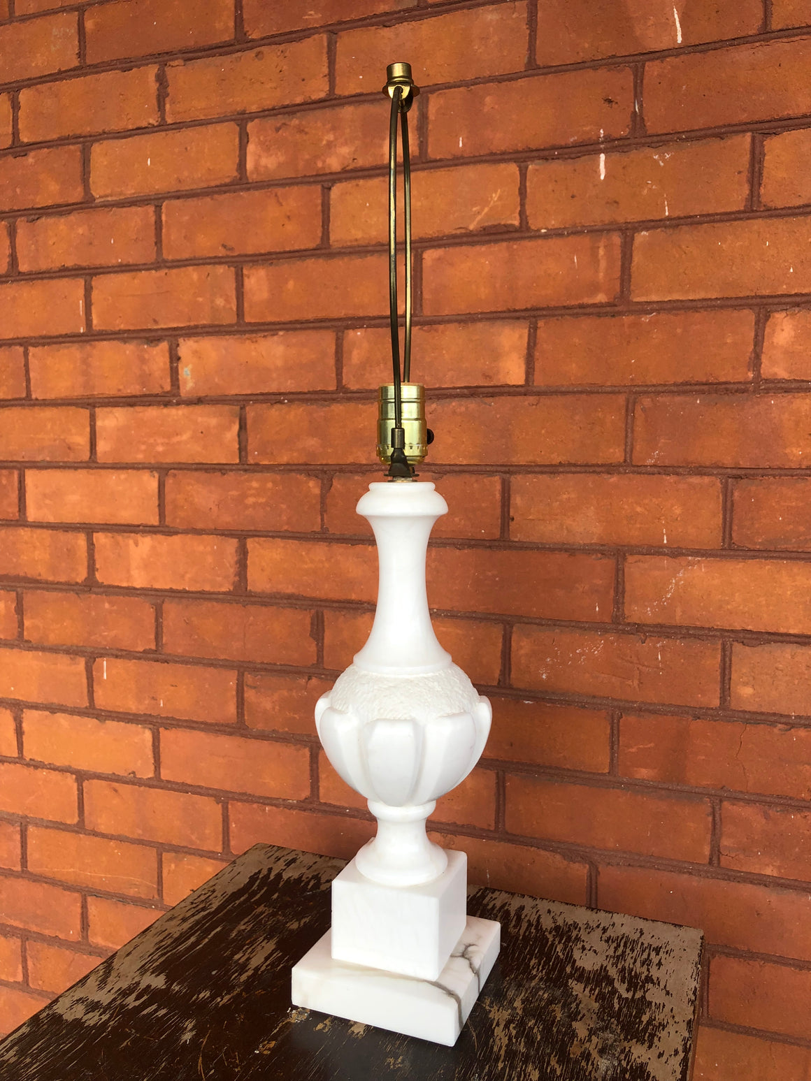Vintage Spanish Heavy Carved Marble Table Lamp