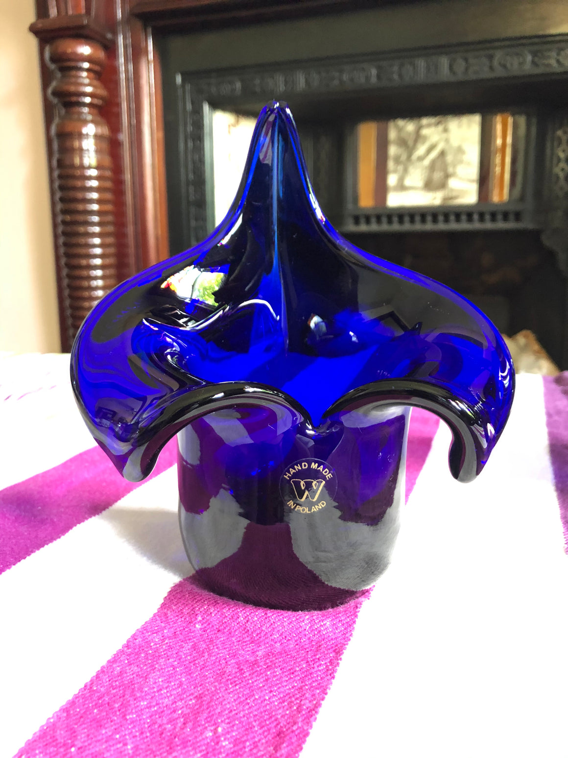 Set of 2 Blue Cobalt Polish Vases