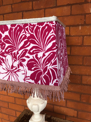 Floral Pink & White Fabric Squared Lamp Shade