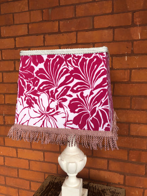 Floral Pink & White Fabric Squared Lamp Shade
