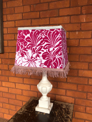 Floral Pink & White Fabric Squared Lamp Shade