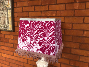 Floral Pink & White Fabric Squared Lamp Shade