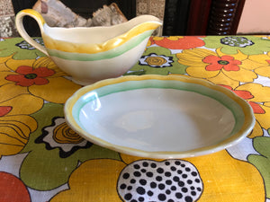 Vintage Grindley England Cream Petal Saucer and Gravy Boat Set