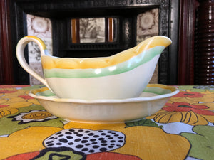 Vintage Grindley England Cream Petal Saucer and Gravy Boat Set