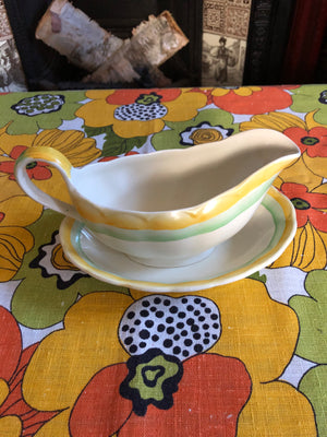 Vintage Grindley England Cream Petal Saucer and Gravy Boat Set