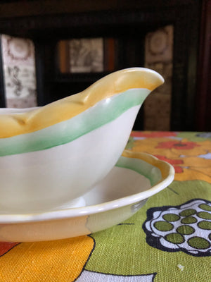 Vintage Grindley England Cream Petal Saucer and Gravy Boat Set