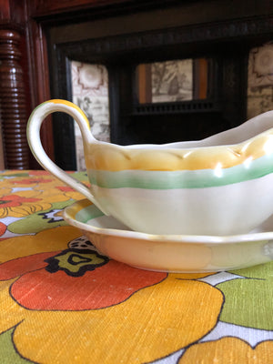 Vintage Grindley England Cream Petal Saucer and Gravy Boat Set