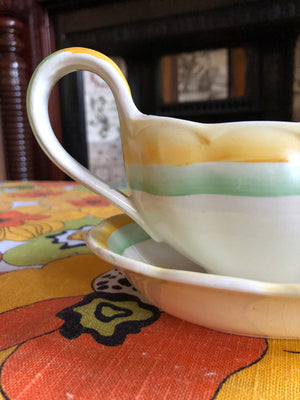 Vintage Grindley England Cream Petal Saucer and Gravy Boat Set