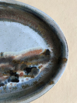 Blue Ceramic Plate with Attached Bowl