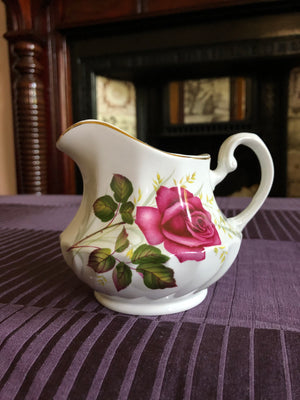 Vintage Ridgway Ironstone England Anniversary Rose Creamer and Sugar Cup