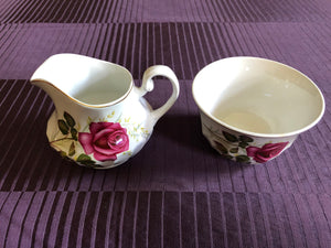 Vintage Ridgway Ironstone England Anniversary Rose Creamer and Sugar Cup