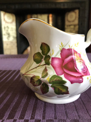Vintage Ridgway Ironstone England Anniversary Rose Creamer and Sugar Cup