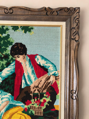 Vintage Framed Needlepoint Art