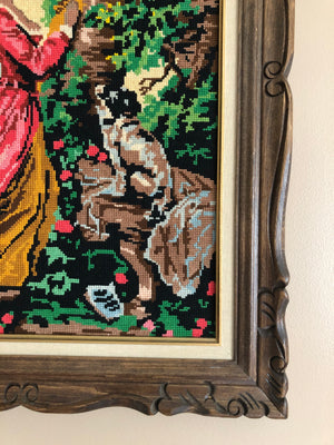 Vintage Framed Needlepoint Art
