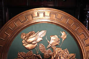Vintage Handmade Large Round Floral Embossed Pure Cooper Decorative Plates