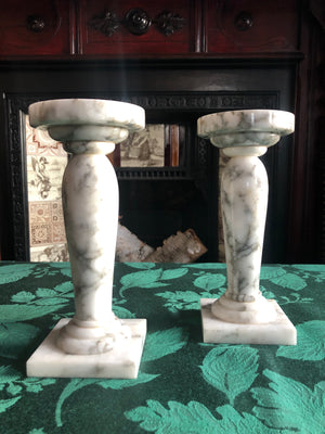 Set of 2 Marble Candlestick Holders